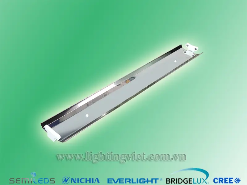 Máng đèn led chao đôi inox 2x1.2m