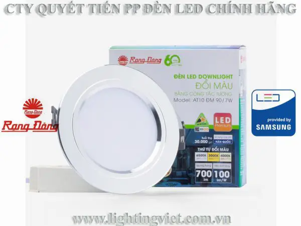 Đèn led âm trần 10w đổi màu