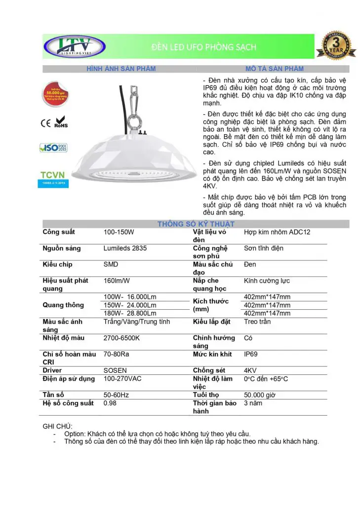 Đèn led nhà xưởng UFO phòng sạch