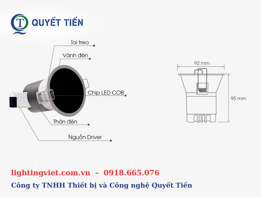 Cấu tạo của đèn led âm trần AT41