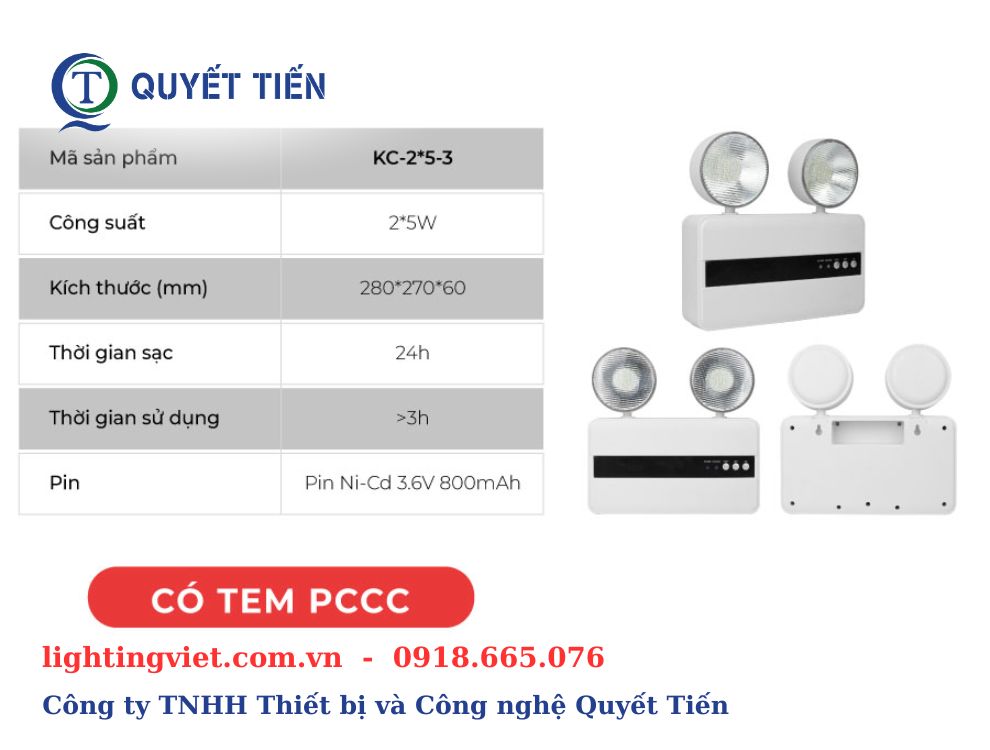 Thông số kỹ thuật của Đèn chiếu sáng khẩn cấp 5W